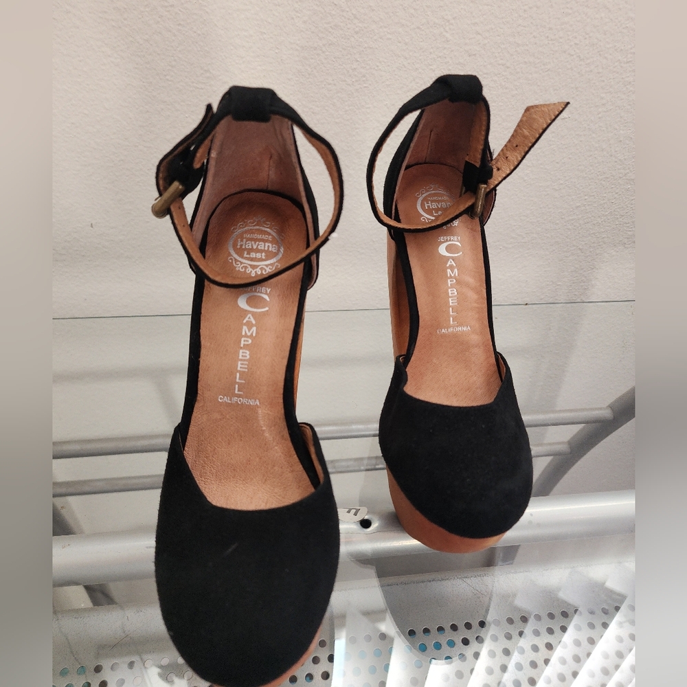 Jeffrey Campbell Edgy Indie Sleeze Whimsigoth Black and Tan Wedge Shoes - Picture 2 of 6